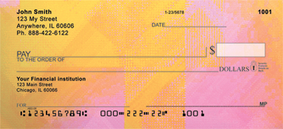 four colorful rotating checks have a retro style to them.