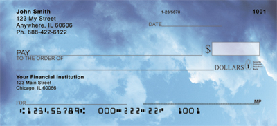 fluffy clouds. Four rotating images of the sky keep you looking up even when you are looking down to write your checks.