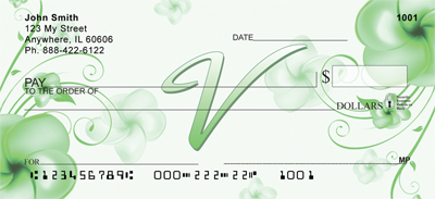 Floral Monogram V Personal Checks