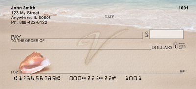 Sand Written Monogram V Personal Checks