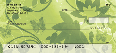 Seamless Green Butterflies Personal Checks