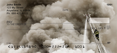 are depicted in these four rotating checks as they battle a huge fire.