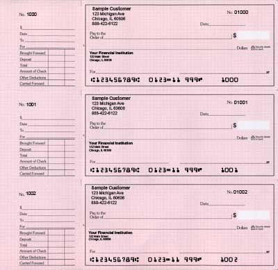 Blue Safety 3 to a Page Deskset Checks
