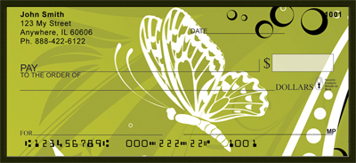 Butterflies On Green Personal Checks