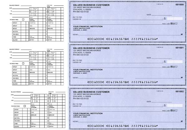 Blue Safety 3 to a Page Payroll Checks