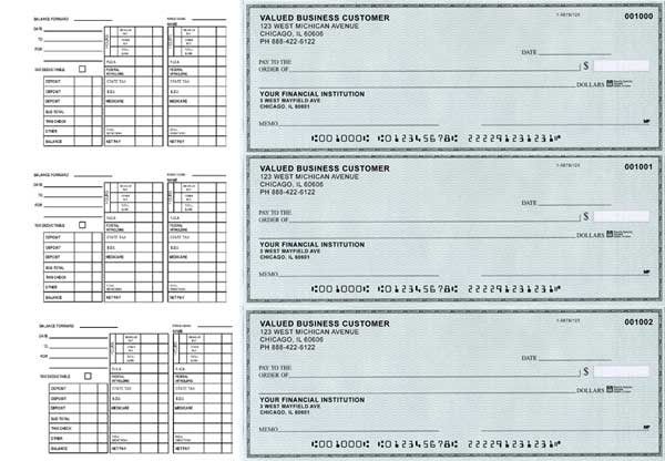 Green Safety 3 to a Page Payroll Checks