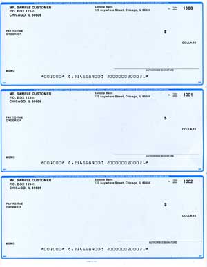 Blue Safety 3 to a Page Voucher Computer Checks