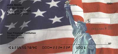 d Statue of Liberty proudly displayed on these patriotic checks.