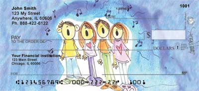  check features a chorus of singers on a blue background singing inspiring holiday music for everyone to hear.