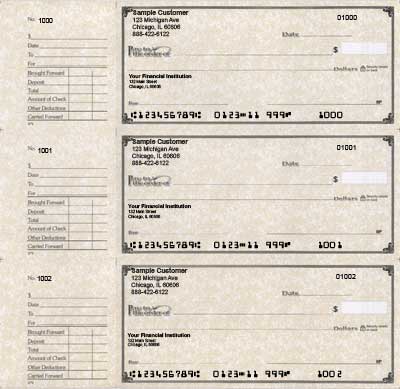 Blue Safety 3 to a Page Deskset Checks