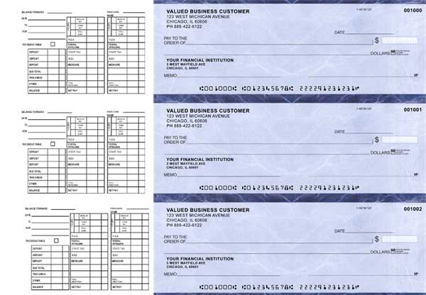 Grey Parchment 3 to a Page Payroll Checks