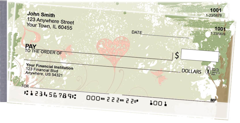 Grunge Hearts Side Tear Personal Checks