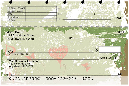 Grunge Hearts Top Stub Personal Checks