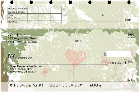 Grunge Hearts Top Stub Personal Checks