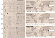 World Map Multi-Purpose Hourly Voucher Business Checks