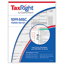 Everything you need to complete your 1099s! Product Includes:   4-part 1099-MISC laser forms Self-seal double-window envelopes 3 Free transmittal forms Free tip sheet with guidelines on minimum requirements, penalties, common errors and employer do's and don'ts