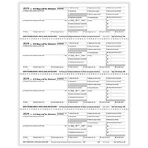 W-2 Employer 4-Up Horizontal Copy D or 1 State/City or Local Cut Sheet