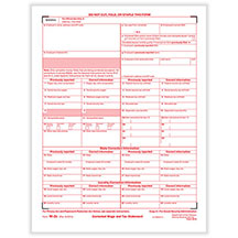 W-2C Statement of Corrected Income Fed Copy A Cut Sheet