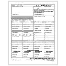 W-2C Statement of Corrected Income Employee Copy 2 or C Cut Sheet