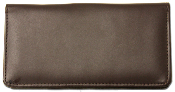 Dark Brown Smooth Leather Checkbook Cover