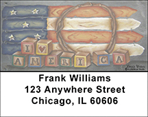 Americana Picket Flag Address Labels by Lorrie Weber