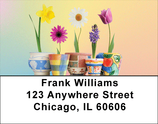 Spring Pots & Flowers Address Labels