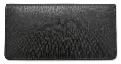 Black Snakeskin Leather Checkbook Cover