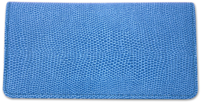 Blue Snakeskin Leather Checkbook Cover