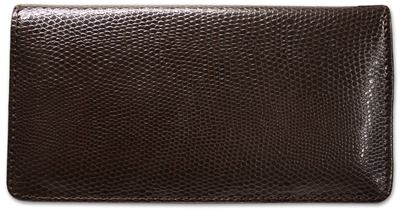 Brown Snakeskin Leather Checkbook Cover