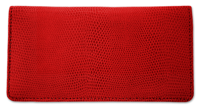 Red Snakeskin Leather Checkbook Cover