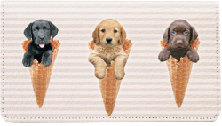 Gelato Pups Leather Checkbook Cover