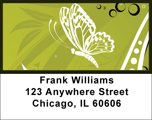 Butterflies On Green Address Labels