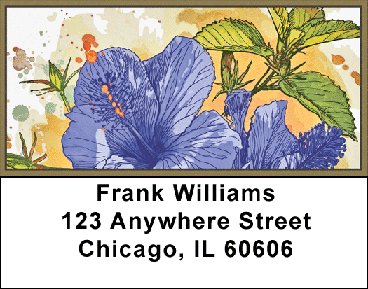 Hibiscus - Colorful Watercolor Address Labels