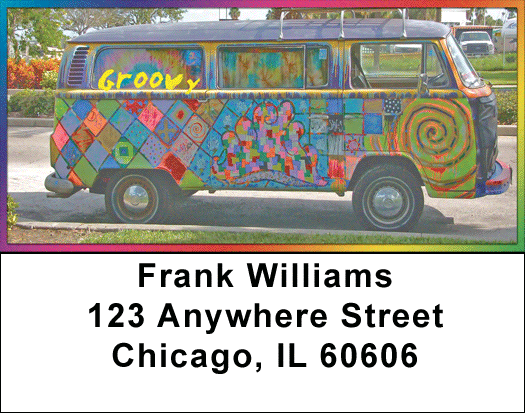 Groovy Hippie Bus Address Labels