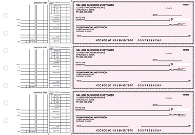 Pink Safety 3 to a Page Business Checks