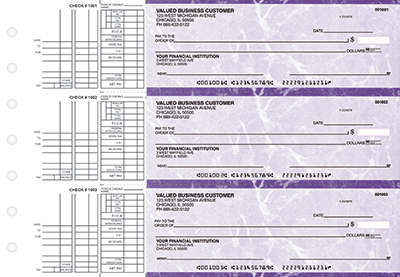 Purple Marble 3 to a Page Business Checks