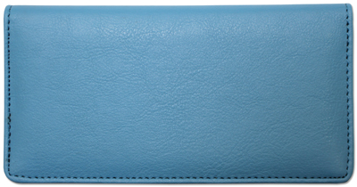 Light Blue Leather Checkbook Cover