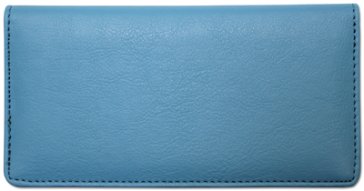Light Blue Leather Checkbook Cover