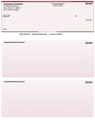 Burgundy Safety Laser Business One Per Page Voucher Checks - Top Style