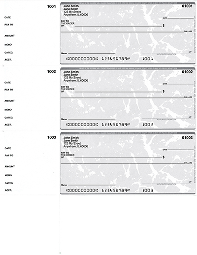 Grey Marble 3 Per Page Wallet Checks