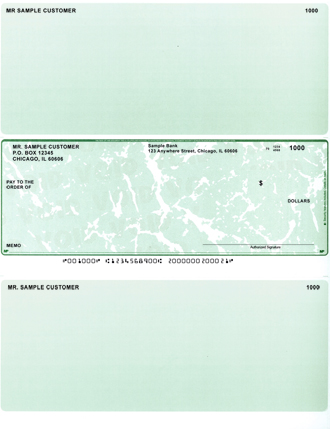 Green Marble Laser Business One Per Page Voucher Checks - Middle Style
