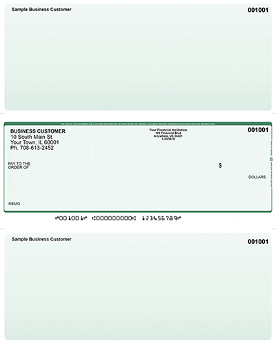 Green Safety Laser Business One Per Page Voucher Checks - Middle Style