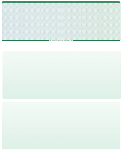 Blue Green Prizmatic Blank Stock for Computer Voucher Checks - Top Style