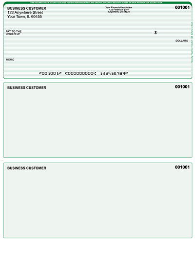 Green Lines Laser Business One Per Page Voucher Checks - Top Style
