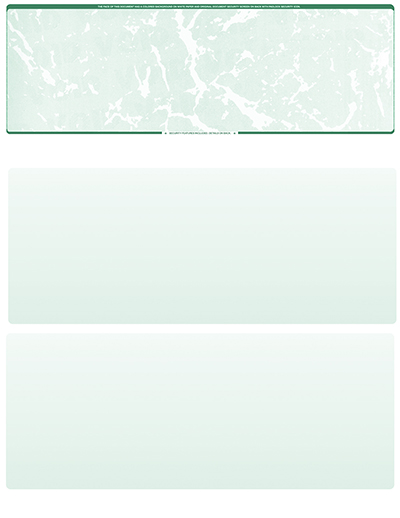 Green Marble Blank Stock for Computer Voucher Checks - Top Style