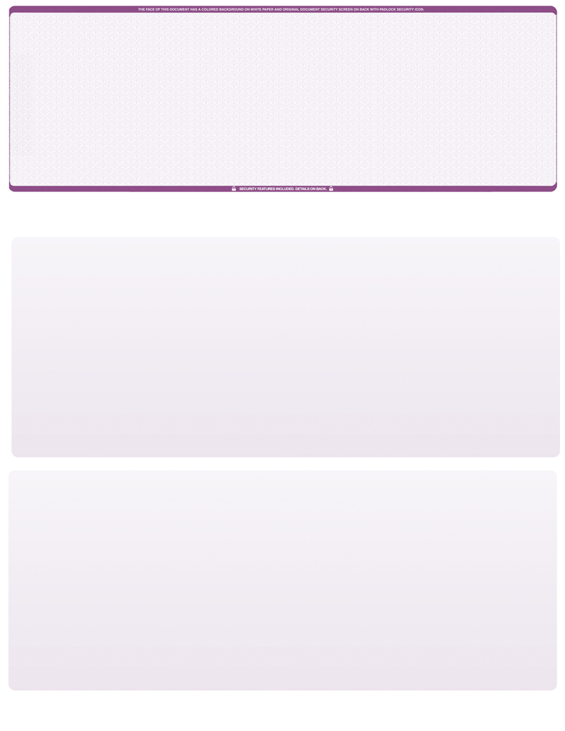 Violet Safety Blank Stock for Computer Voucher Checks - Top Style