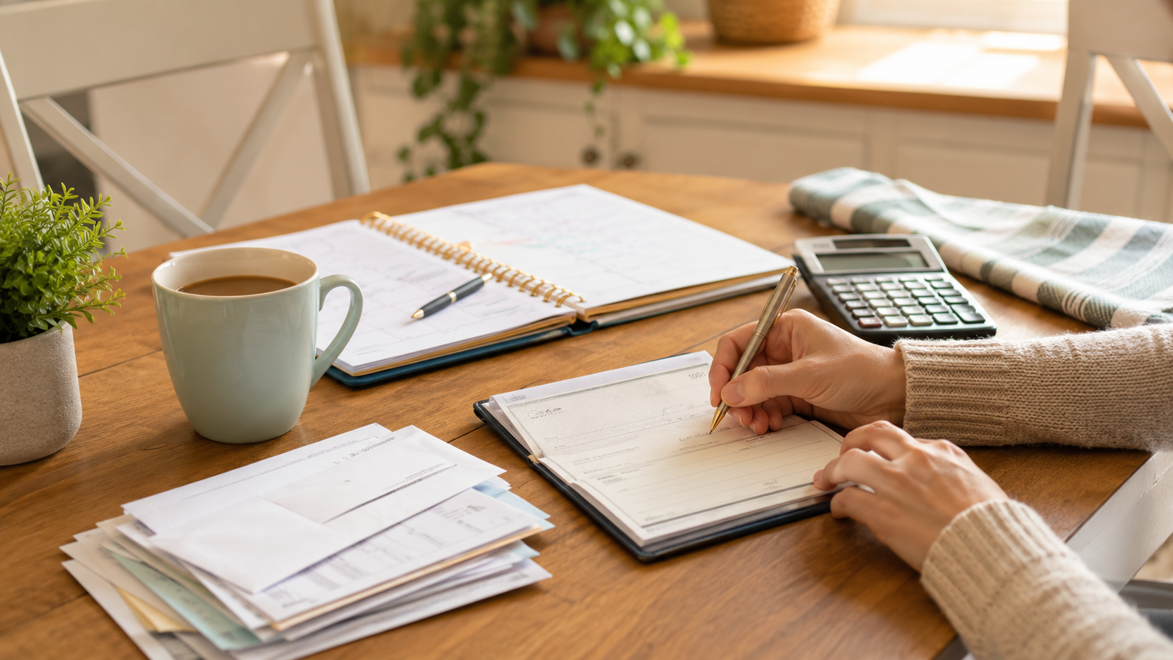 A person writing a personal check