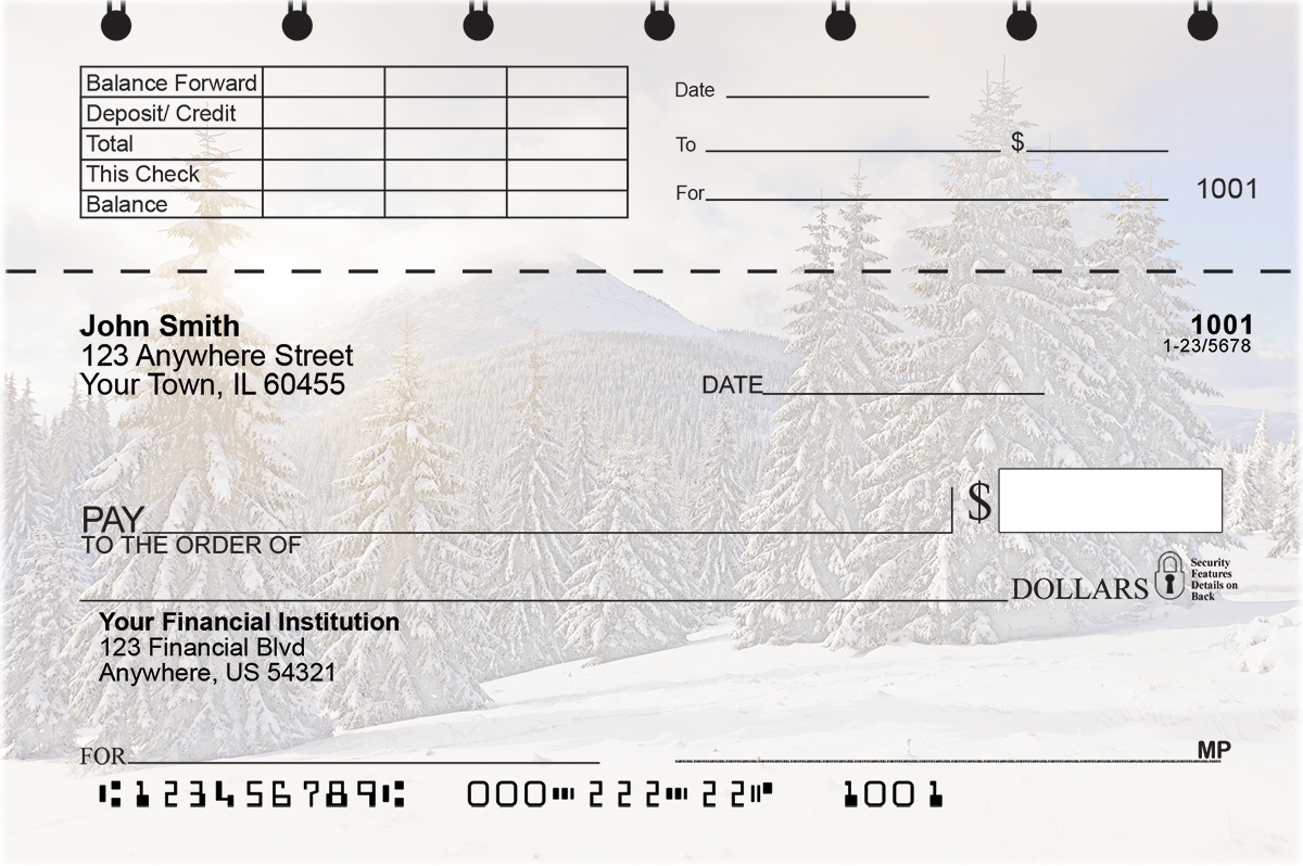 Snowy Woodland Top Stub Checks