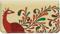Fancy Peacocks Leather Checkbook Cover | CDP-FUN93