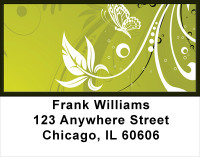 Butterflies On Green Address Labels | LBANK-68
